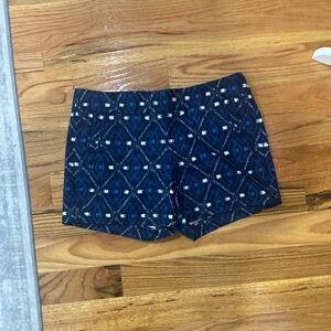 J. Crew Navy Patterned High Waist Shorts